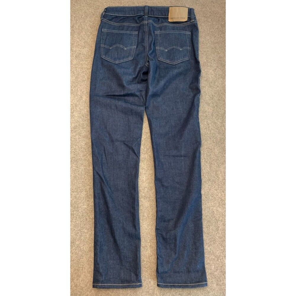 American Eagle Jeans Mens 30x34 Low Rise Skinny Dark Indigo Wash Stretch Denim - Picture 3 of 9